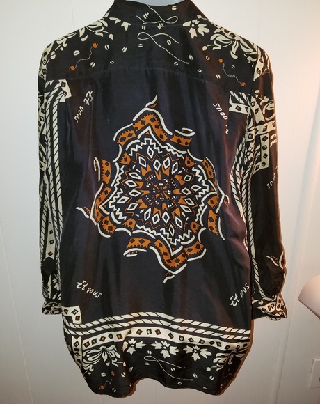 SOLD - Beautiful silk blouse in earth tones - Picture 3 of 6